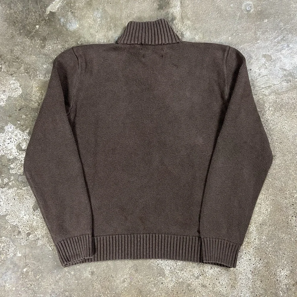 Vintage 90s Polo Ralph Lauren 1/4 Zip Sweater Size Small Brown Fleece Pullover